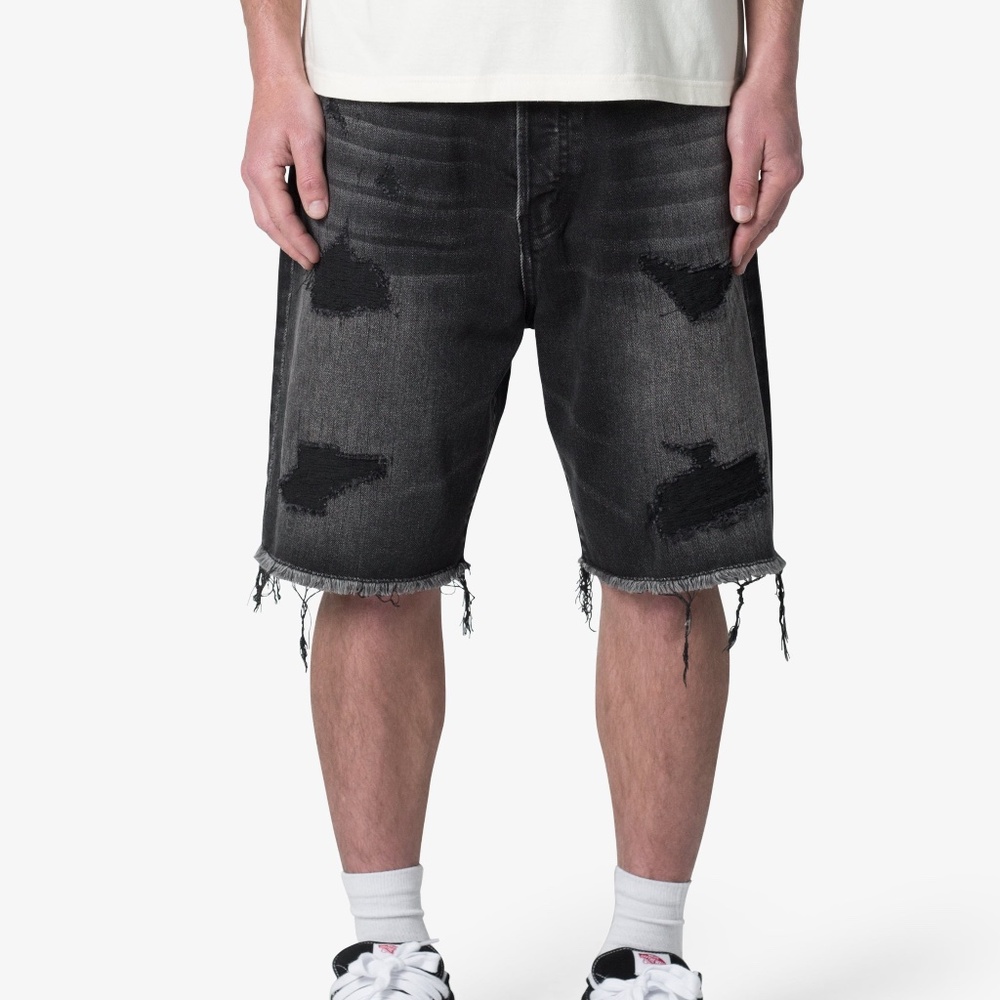 mnml Baggy Rip Denim Shorts - Washed Black Size 29Washed Black / 29
